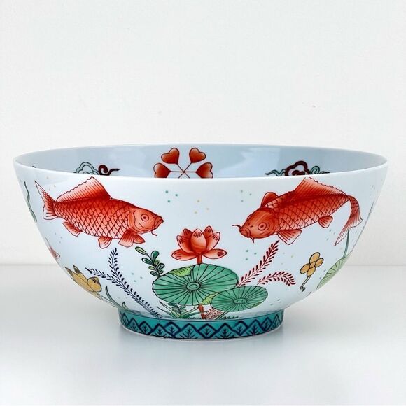 Vintage 10" Andrea by Sadek #6284 Porcelain Bowl Koi Fish & Underwater Flora - Picture 1 of 9